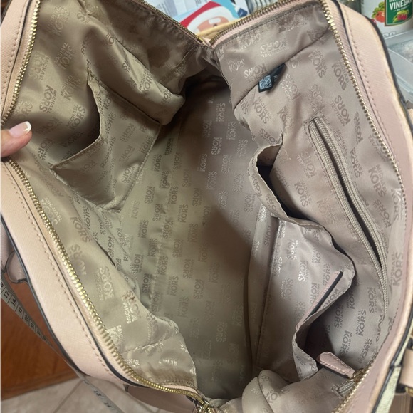 Michael Kors Pink and Cream Studded Satchel - Picture 2 of 8